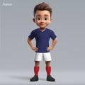 3d cartoon cute young rugby player in France national team kit Royalty Free Stock Photo