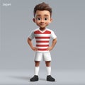 3d cartoon cute young rugby player in Japan national team kit. Royalty Free Stock Photo