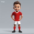 3d cartoon cute young rugby player in Tonga national team kit. Royalty Free Stock Photo