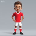 3d cartoon cute young rugby player in Wales national team kit Royalty Free Stock Photo