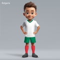 3d cartoon cute young soccer player in Bulgaria national team kit