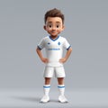 3d cartoon cute young soccer player in Dynamo Kyiv football unif