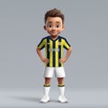 3d cartoon cute young soccer player in Fenerdahce football unifo