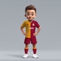 3d cartoon cute young soccer player in Galatasaray football unif