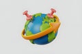 3D Cartoon Earth with Pins and Arrow, Representing Travel and Destinations Royalty Free Stock Photo