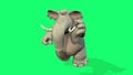 3d Cartoon elephant character dancing on green screen