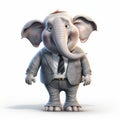 Joyful And Optimistic Elephant In Business Suit - 3d Illustration