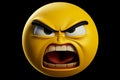 3D cartoon emoji donning a frustrated expression embodies a complex mix of emotions