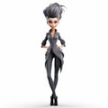 3d Cartoon Female Character With Pompadour Hairstyle On White Background