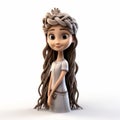 3d Cartoon Female Character Design With Braided Crown Hairstyle
