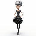 Stylish 3d Cartoon Female Character With Pompadour Hairstyle On White Background
