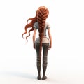 3d Cartoon Female With Fishtail Braids Hairstyle On White Background Royalty Free Stock Photo