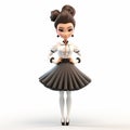 3d Cartoon Female Character With Pompadour Hairstyle On White Background