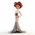 3d Cartoon Female With Twisted Updo Hairstyle On White Background