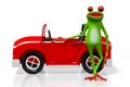 3D cartoon frog and a car