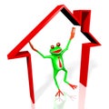 3D cartoon frog - house concept