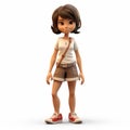 3d Cartoon Girl Lily In Traditional Vietnamese Style Shorts