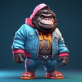 Super Cute 3d Cartoon Gorilla: Urban Clothes And Style