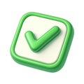 3D Cartoon Green Check Mark in Rounded Checkbox Royalty Free Stock Photo