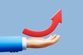 3d cartoon hand growth arrow symbol business. success financial profit stock growing economy investment. 3d illustration.