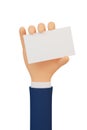 3d cartoon hand holding a blank card Royalty Free Stock Photo