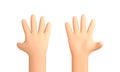 3D cartoon hands showing five fingers on white background. Hand with open palm gesture. Hands waving or showing high five. Vector Royalty Free Stock Photo