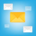 3D cartoon icon element design. Email envelop letter in yellow and white color