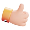 A 3D cartoon icon or emblem of a thumbs up or positive or up or like