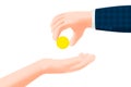 3D Cartoon illustration businessmen hand giving coin money