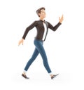 3d cartoon man happy walking