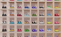 3D cartoon many shoe racks, Big collection of different sport shoes., store shoes Royalty Free Stock Photo