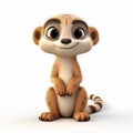 Cute Cartoon Meerkat 3d Clay Render On White Background Royalty Free Stock Photo