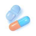 3D cartoon minimal medical pills. Vector icon isolated. Royalty Free Stock Photo