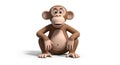 A 3D cartoon monkey figure with exaggerated features sits against a white Royalty Free Stock Photo