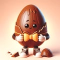 3D cartoon opened chocolate easter egg Royalty Free Stock Photo