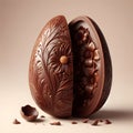 3D cartoon opened chocolate easter egg Royalty Free Stock Photo