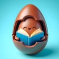 3D cartoon opened chocolate easter egg Royalty Free Stock Photo