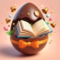 3D cartoon opened chocolate easter egg Royalty Free Stock Photo