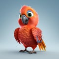 3d Cartoon Parrot Illustration On Blue Background Royalty Free Stock Photo