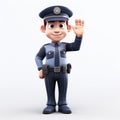 3d cartoon police character on transparent background