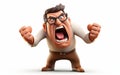 3D Cartoon Render of an Angry Man on White Background Royalty Free Stock Photo