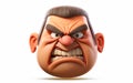 3D Cartoon Render of an Angry Man on White Background Royalty Free Stock Photo