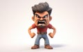 3D Cartoon Render of an Angry Man on White Background Royalty Free Stock Photo