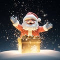 santa claus openning a giftbox and light spread out Ai generative