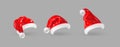 3D Cartoon Santa Claus Red Hats. Set. Vector Realistic Illustration Royalty Free Stock Photo