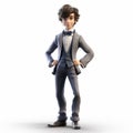 3d Cartoon Sherlock Holmes Youthful Protagonist In Grey Suit
