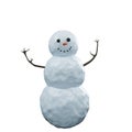 3d cartoon snowman. Smiling snowman. 3d rendering, isolated on a white background Royalty Free Stock Photo