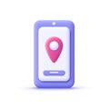 3d cartoon style minimal city map navigation smartphone icon.