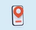 3d cartoon style minimal city map navigation smartphone icon. mobile app interface, geolocation, concept. Map GPS.