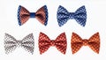 3D cartoon style. A set of various colourful bow tie designs isolated on white background.